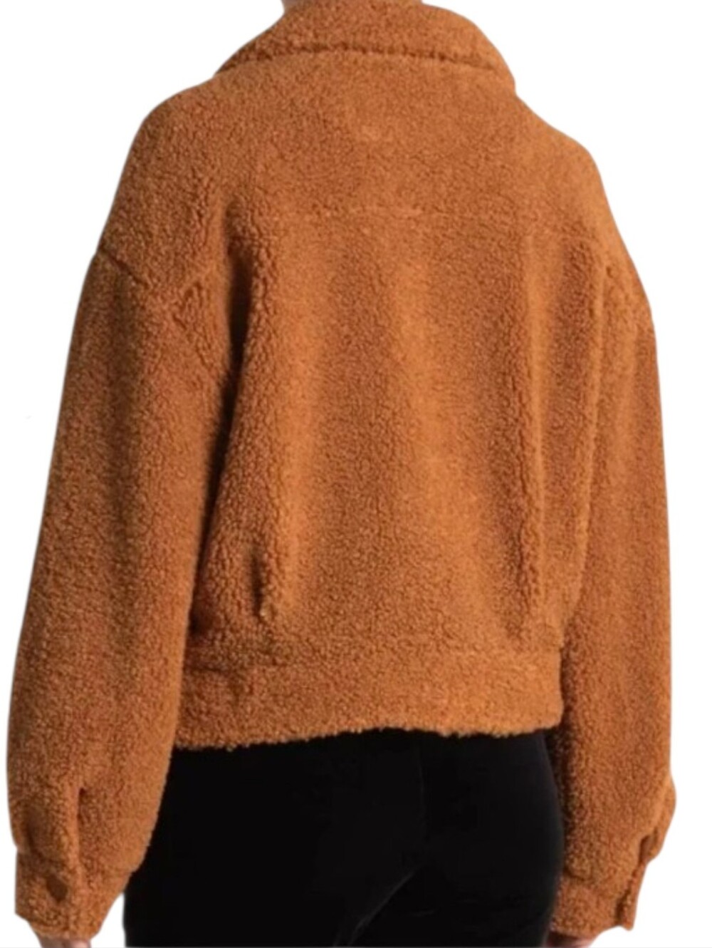 Sanctuary Faux Sherpa Cropped Trucker Jkt Teddy Fleece Button Front Camel Sz XL - Picture 3 of 9